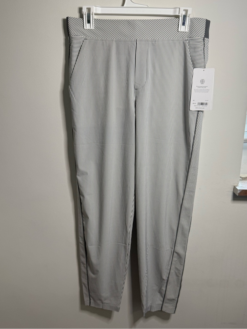 Athleta Women's Grey and White Pinstripe Pants